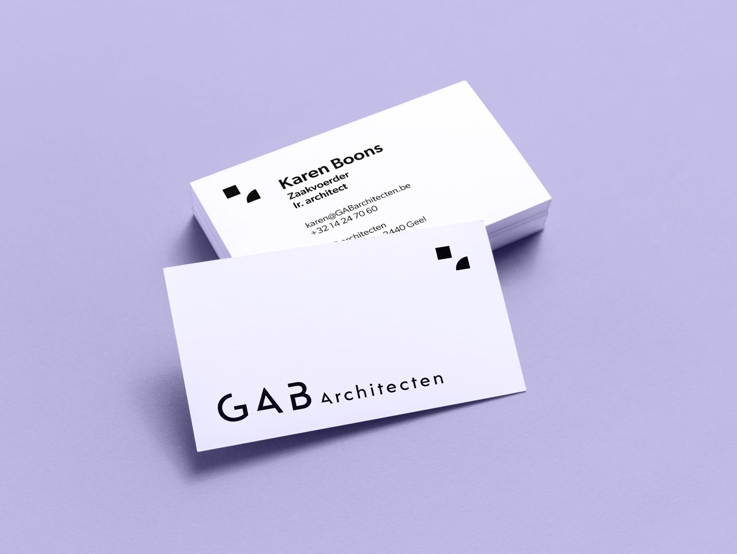ontwerp naamkaartje GAB architecten door aroma communicatie